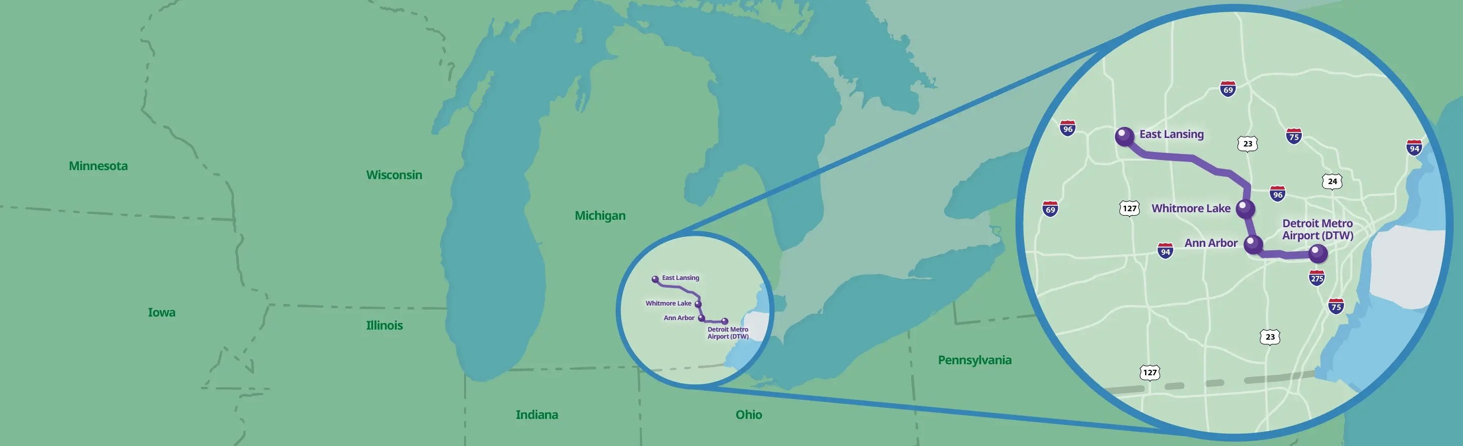 Michigan Flyer Service Route Map Michigan Flyer Service Route Map
