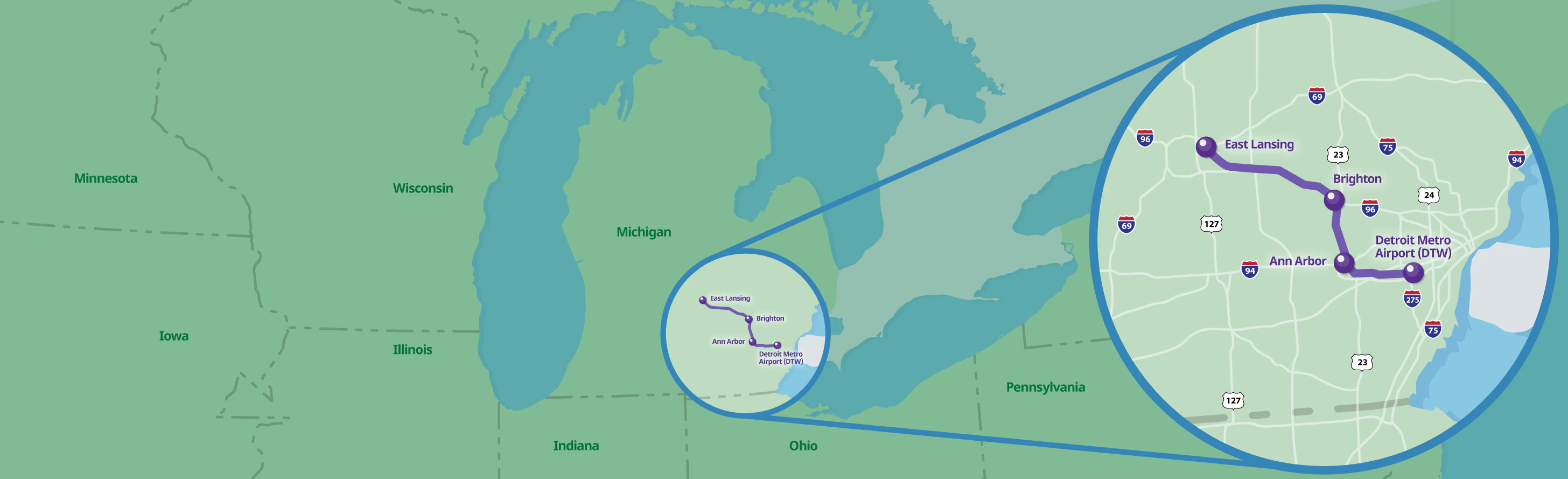 Michigan Flyer Service Area Map